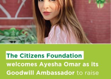 Ayesha Omar joins The Citizen Foundation (TCF) Goodwill Ambassadors Program